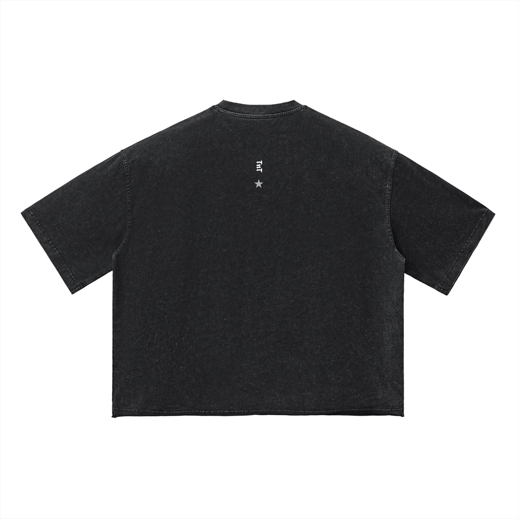 Hibiscus Bloom Oversized Tee – Vintage Black Wash | TÄL
