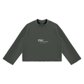 Unisex Mock Neck Raw Edge Boxy Sweatshirt