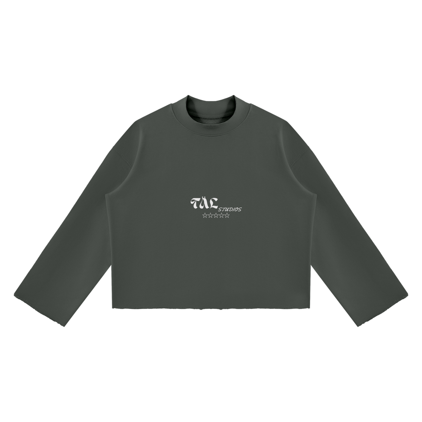 Unisex Mock Neck Raw Edge Boxy Sweatshirt
