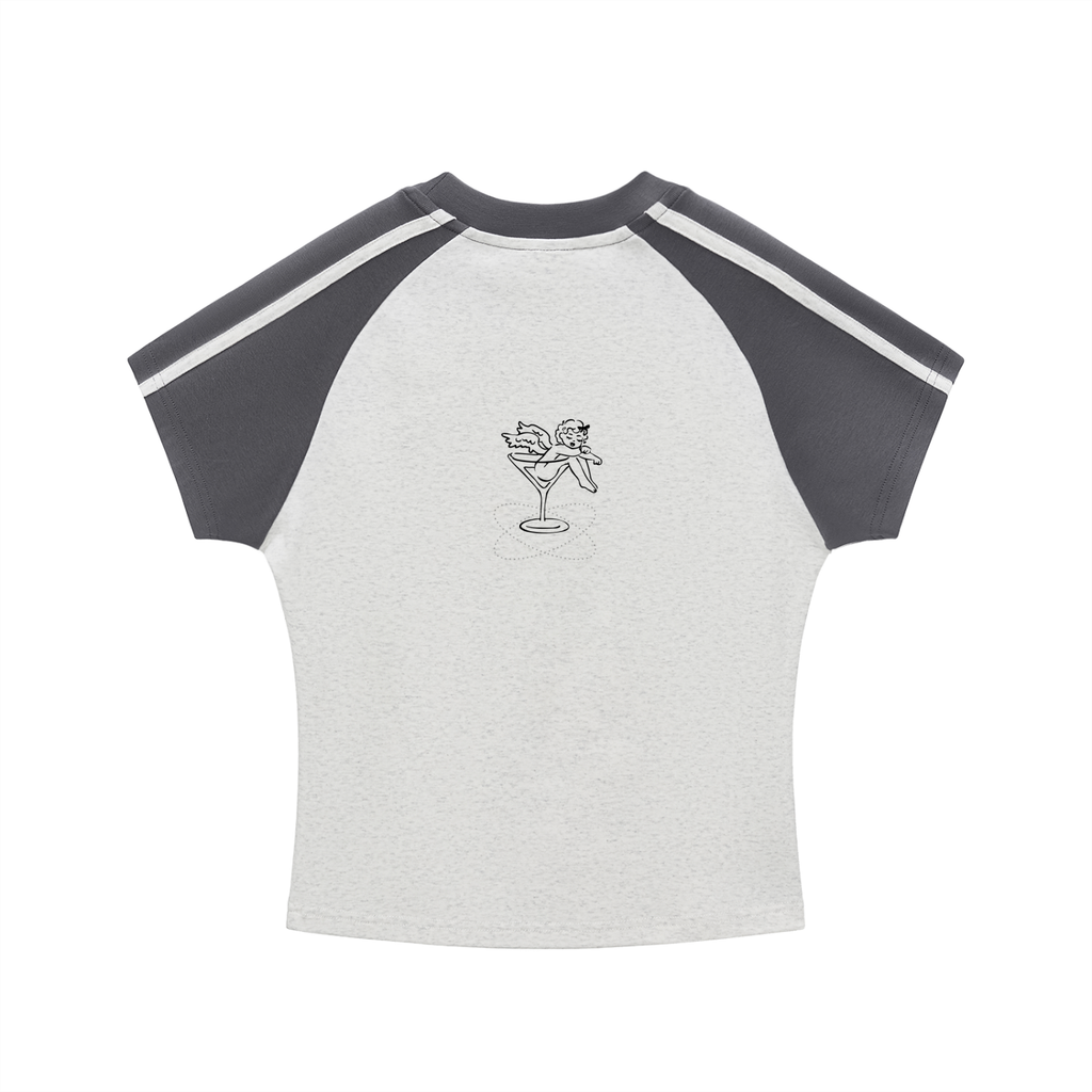 Contrast Stripes Bodycon Raglan  Sleeve T-Shirt