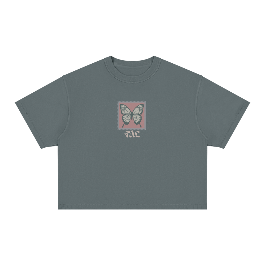 Butterfly Stamp Oversized Tee – Sage Green | TÄL