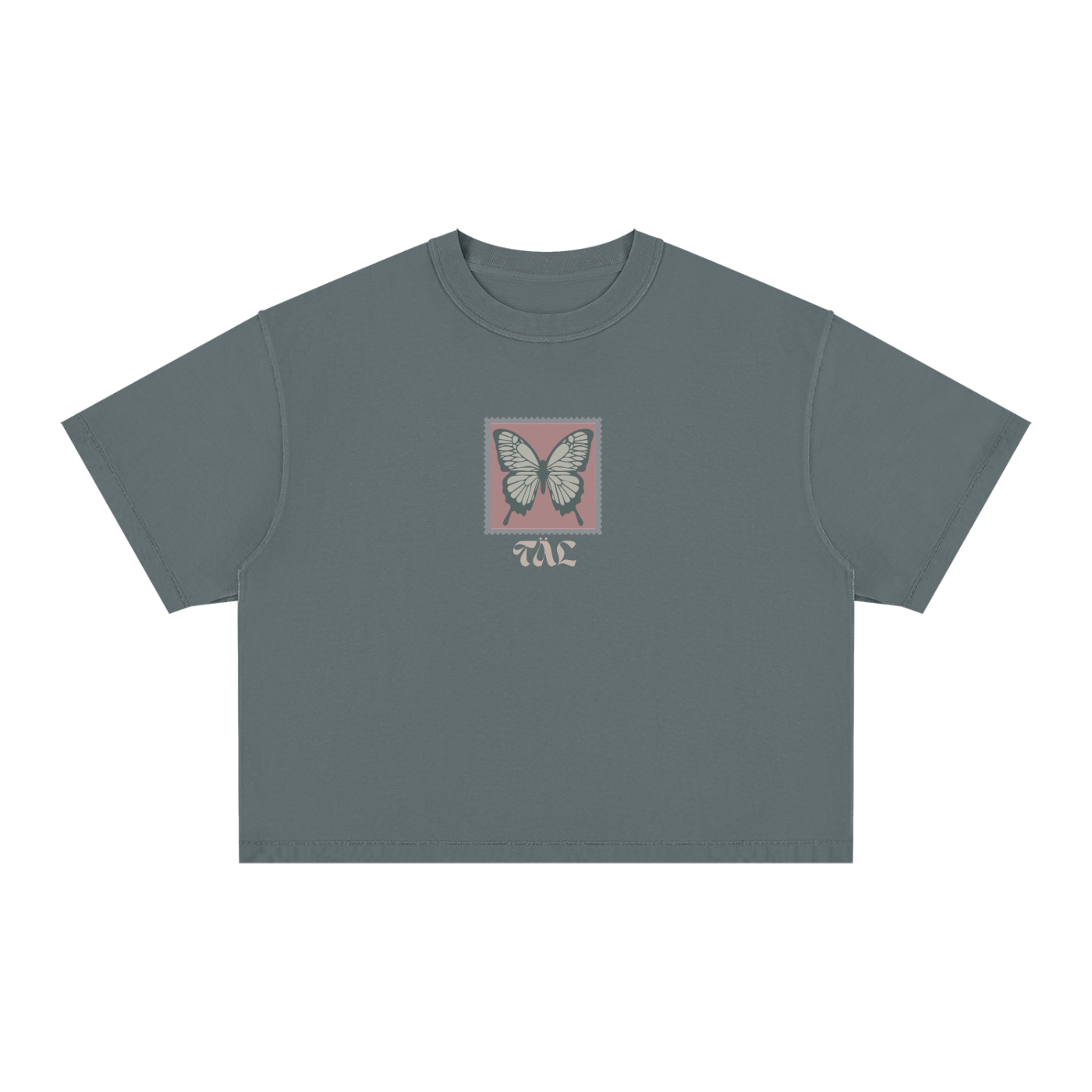 Butterfly Stamp Oversized Tee – Sage Green | TÄL
