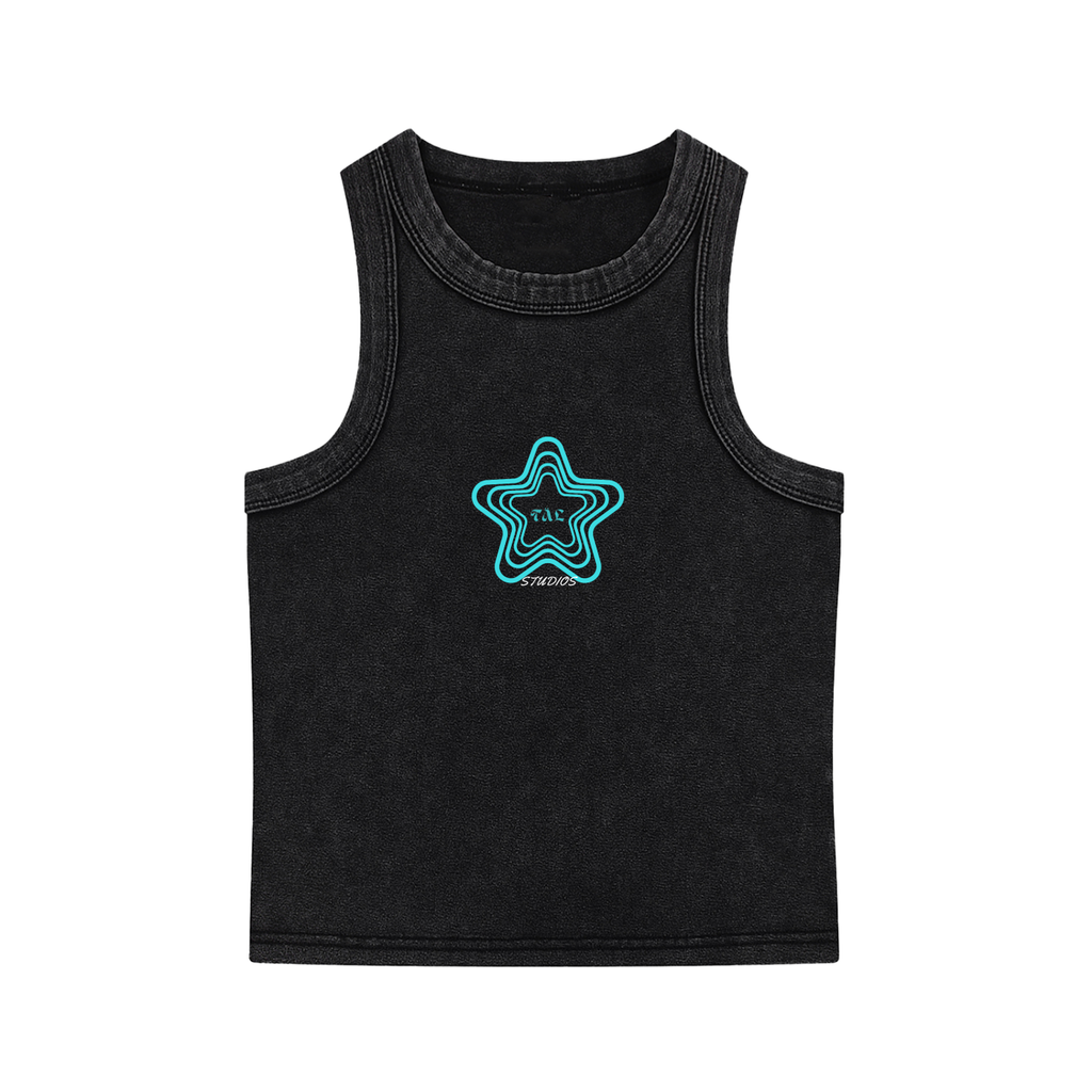 Hollywood Star Snow Washed Tank – Black | TÄL