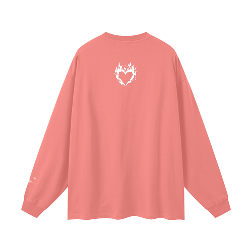 Flame Heart Long Sleeve Tee – Peach | TÄL