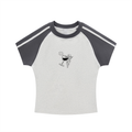 Contrast Stripes Bodycon Raglan  Sleeve T-Shirt
