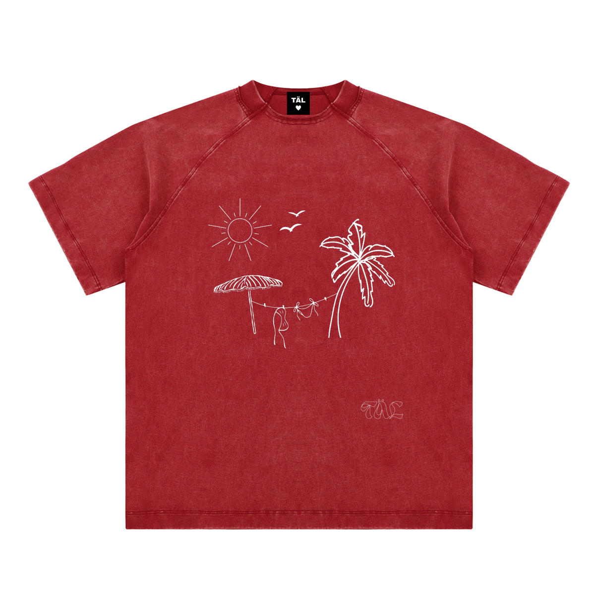 Beach Life Raglan Tee – Red | TÄL