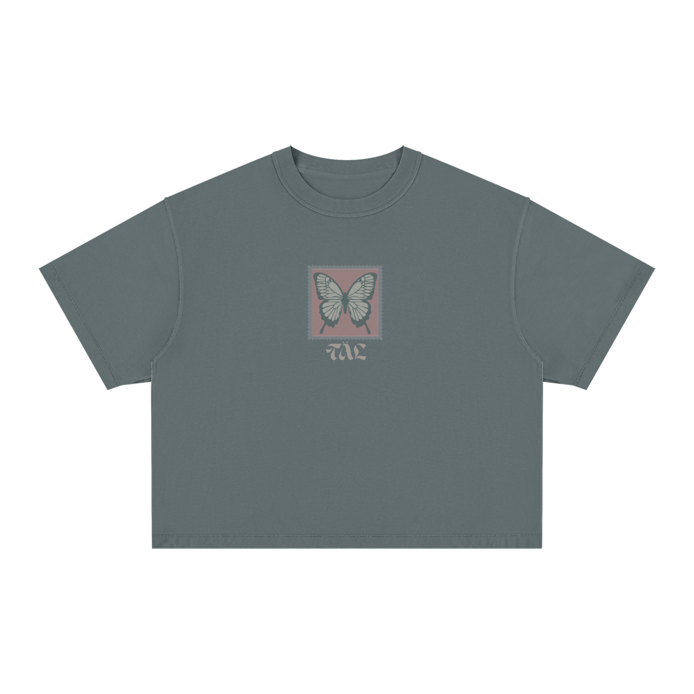 Butterfly Stamp Oversized Tee – Sage Green | TÄL