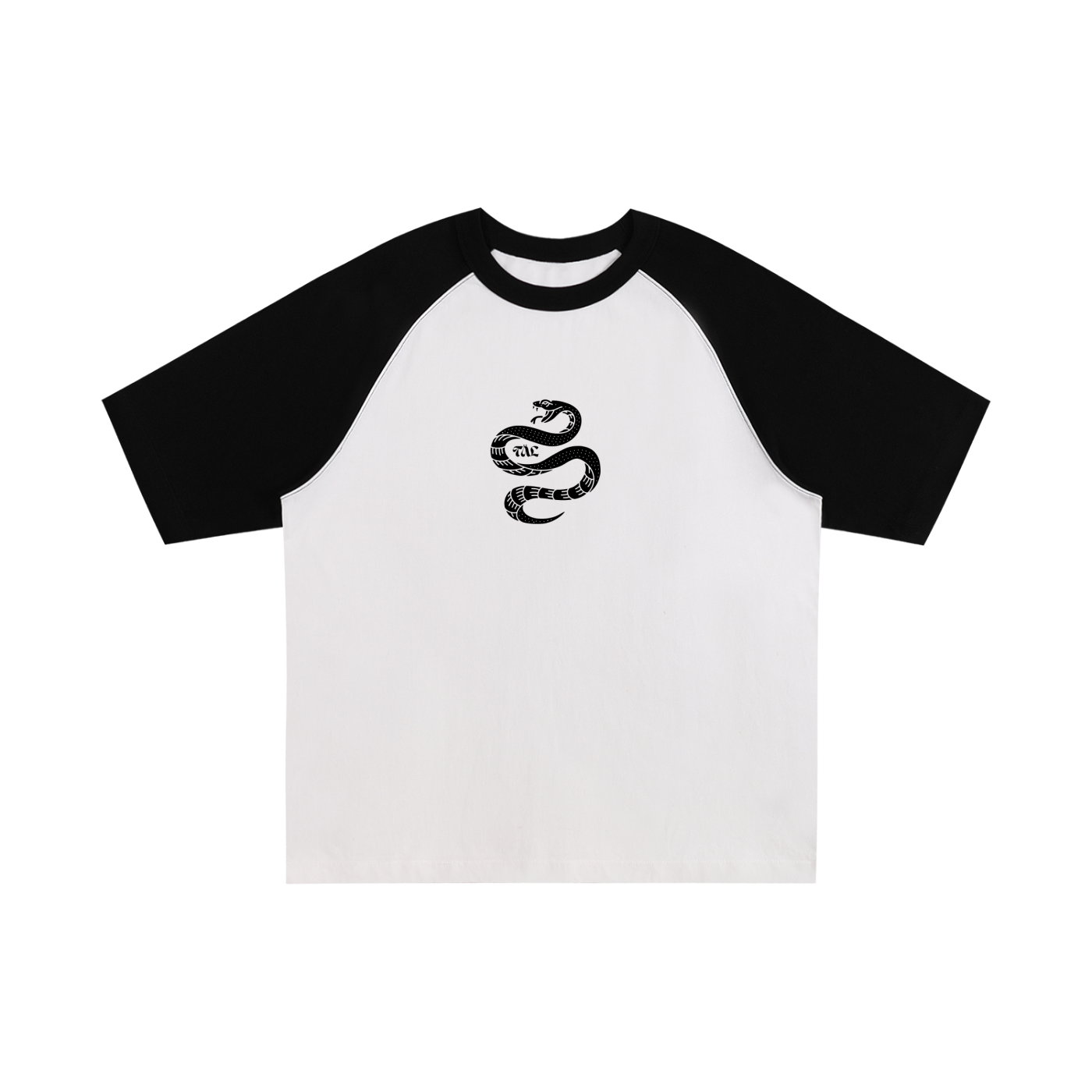 Coiled Snake Raglan Tee – Black & White | TÄL